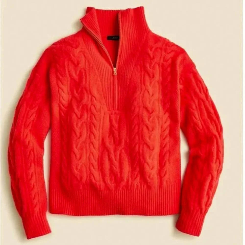 J. Crew Cable Knit Half-Zip Sweater In Supersoft Yarn - Picture 5 of 13